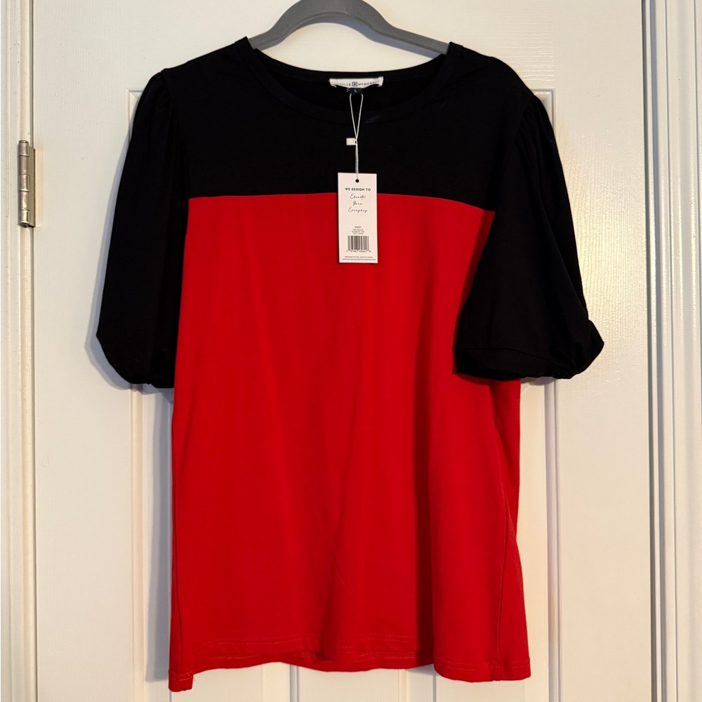 NWT Michelle McDowell Red and Black Blakely Top sz Large